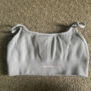 Bo+Tee Seamless Ribbed Crop Tank - Light Gray